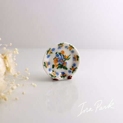 18世紀 リヨンの花の飾り皿のフェーブ
